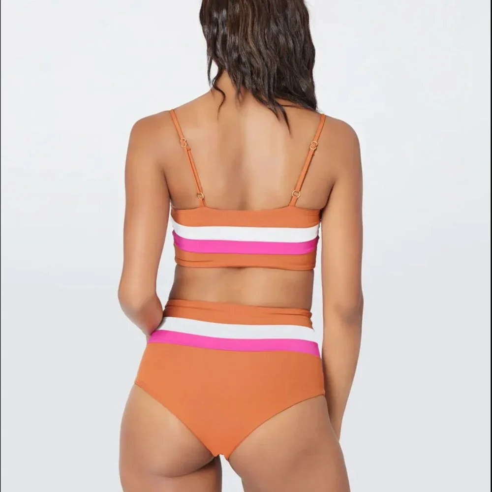 L*Space Swim REBEL Stripe Bikini Top